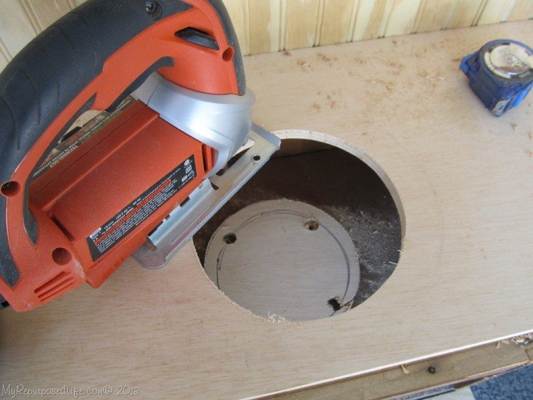 repurposed nightstand into a play kitchen center