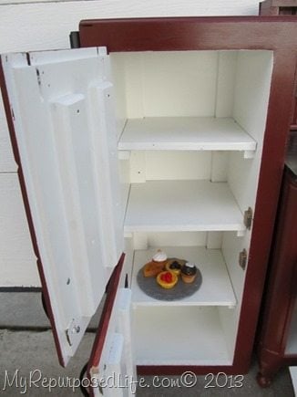 kid's fridge from cabinet