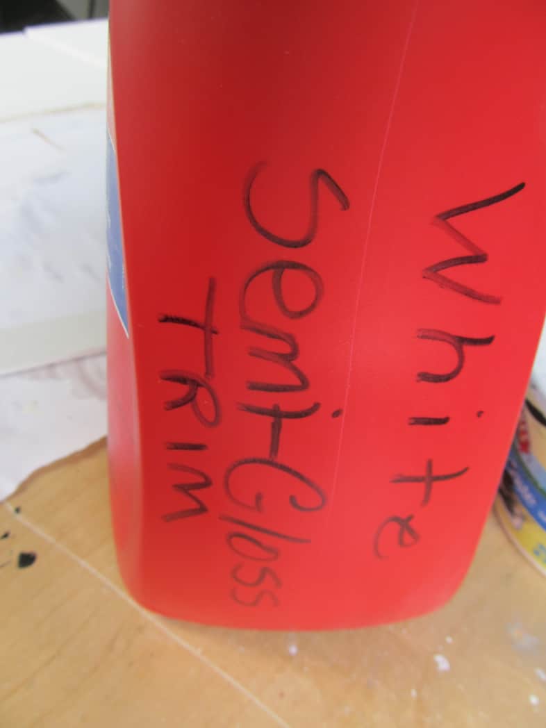 red jug with the words white semi-gloss trim