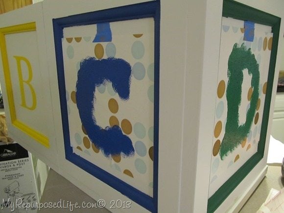 stenciled toy box