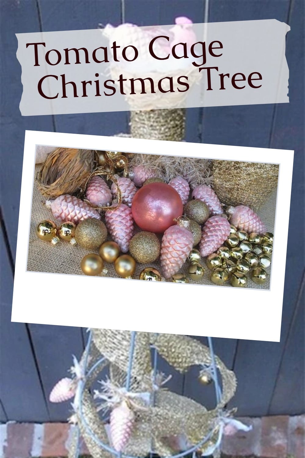 How to make a tomato cage Christmas Tree for a small space in your home, your porch, or entryway. Step by step directions to DIY it. #MyRepurposedLife #MySoulfulHome #repurposed #Christmas #decor #upcycled via @repurposedlife