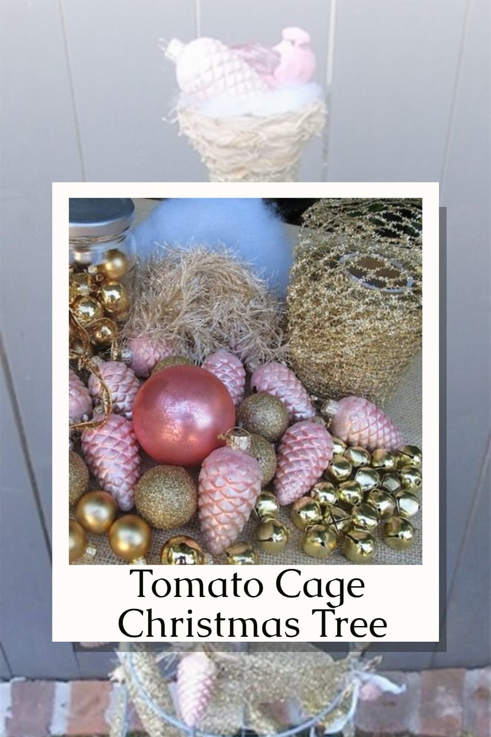 How to make a tomato cage Christmas Tree for a small space in your home, your porch, or entryway. Step by step directions to DIY it. #MyRepurposedLife #MySoulfulHome #repurposed #Christmas #decor #upcycled via @repurposedlife