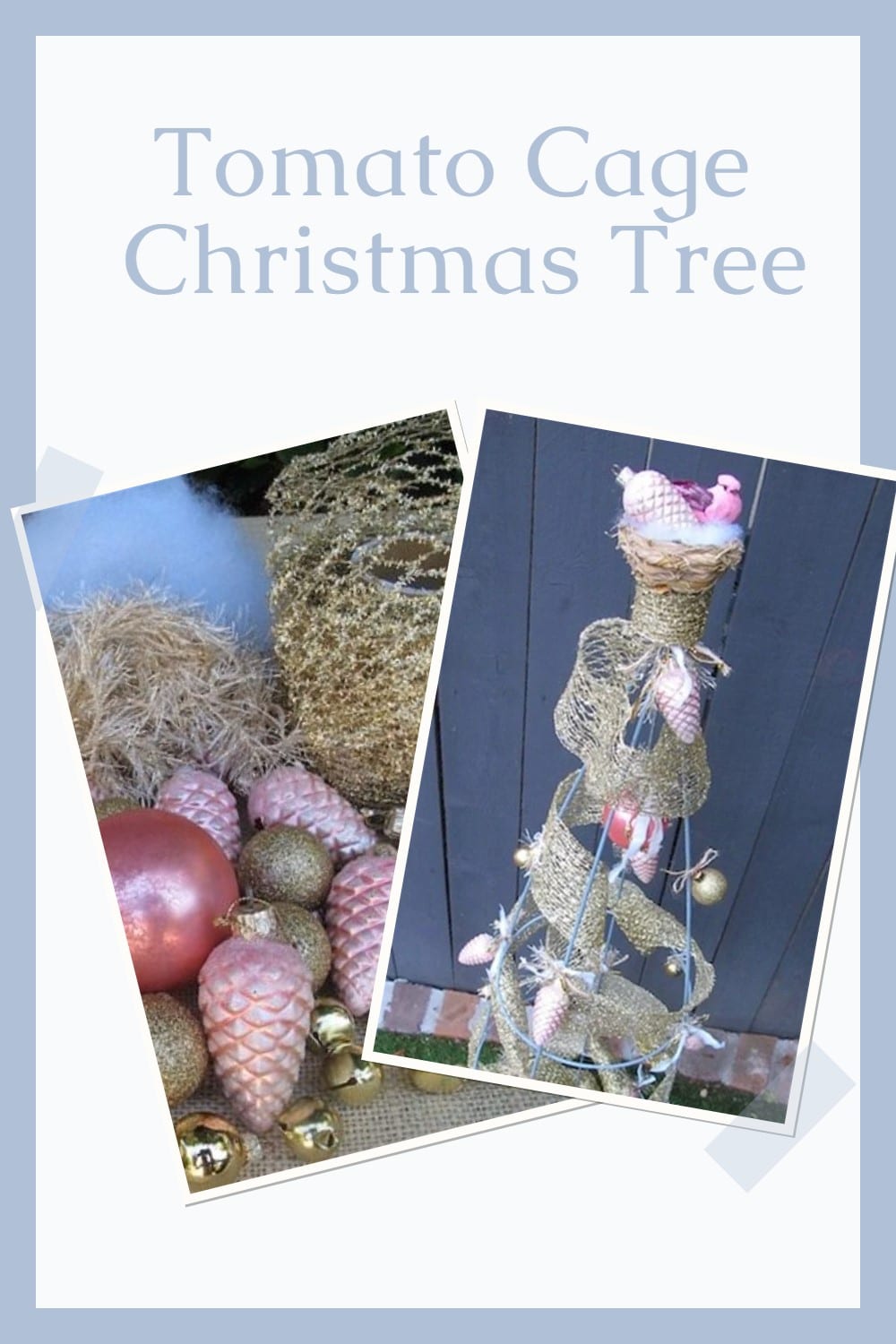 How to make a tomato cage Christmas Tree for a small space in your home, your porch, or entryway. Step by step directions to DIY it. #MyRepurposedLife #MySoulfulHome #repurposed #Christmas #decor #upcycled via @repurposedlife