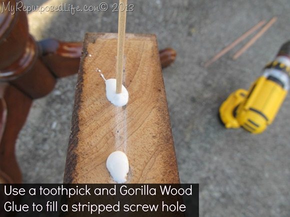 use toothpicks & glue to make srews fit