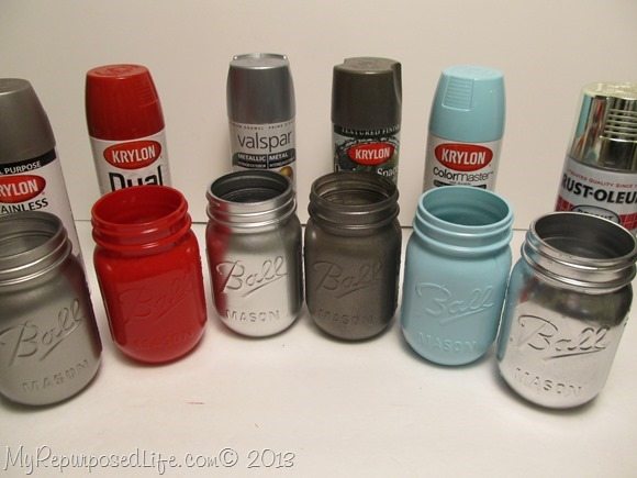 spray painted ball mason jars