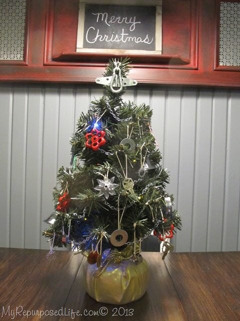 hardware Christmas tabletop tree