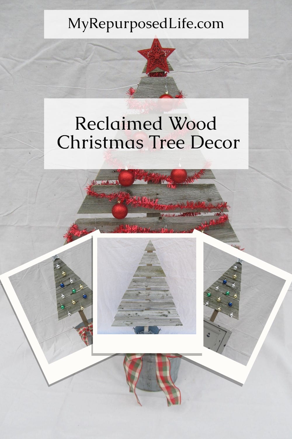 Use upcycled fence boards to make wooden Christmas trees for your yard, porch or patio. via @repurposedlife
