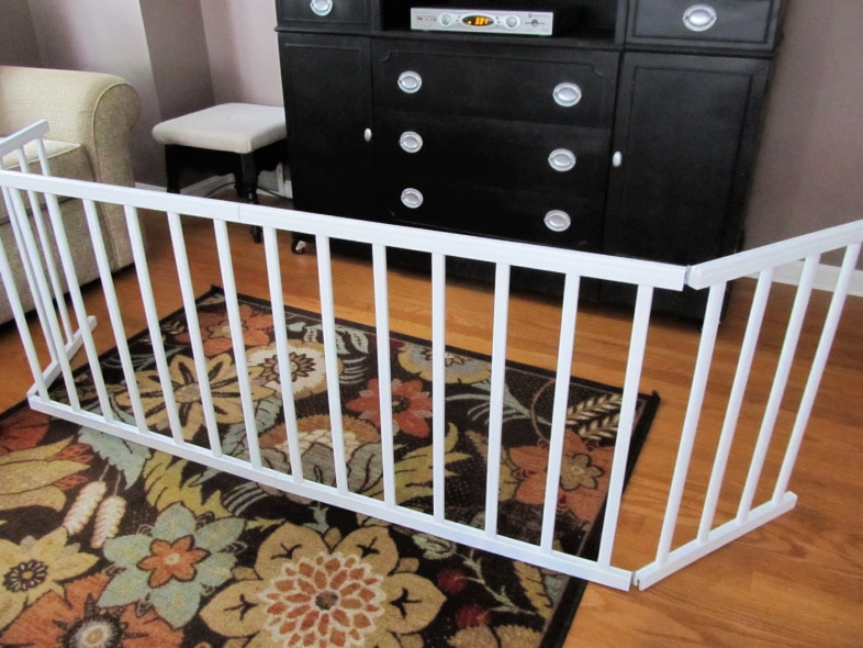 two sets of side rails end to end to make larger dog gate