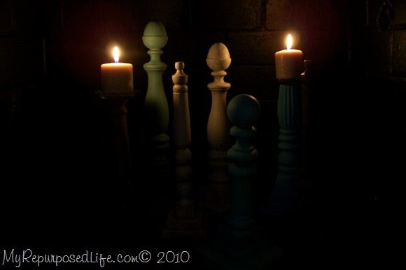 My Repurposed Life-how to make candlesticks from extra bits and pieces of beds, chairs etd.