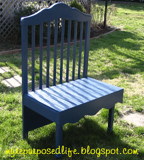Bench made from a baby bed