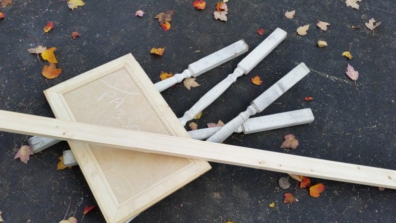 spindles and a cabinet door