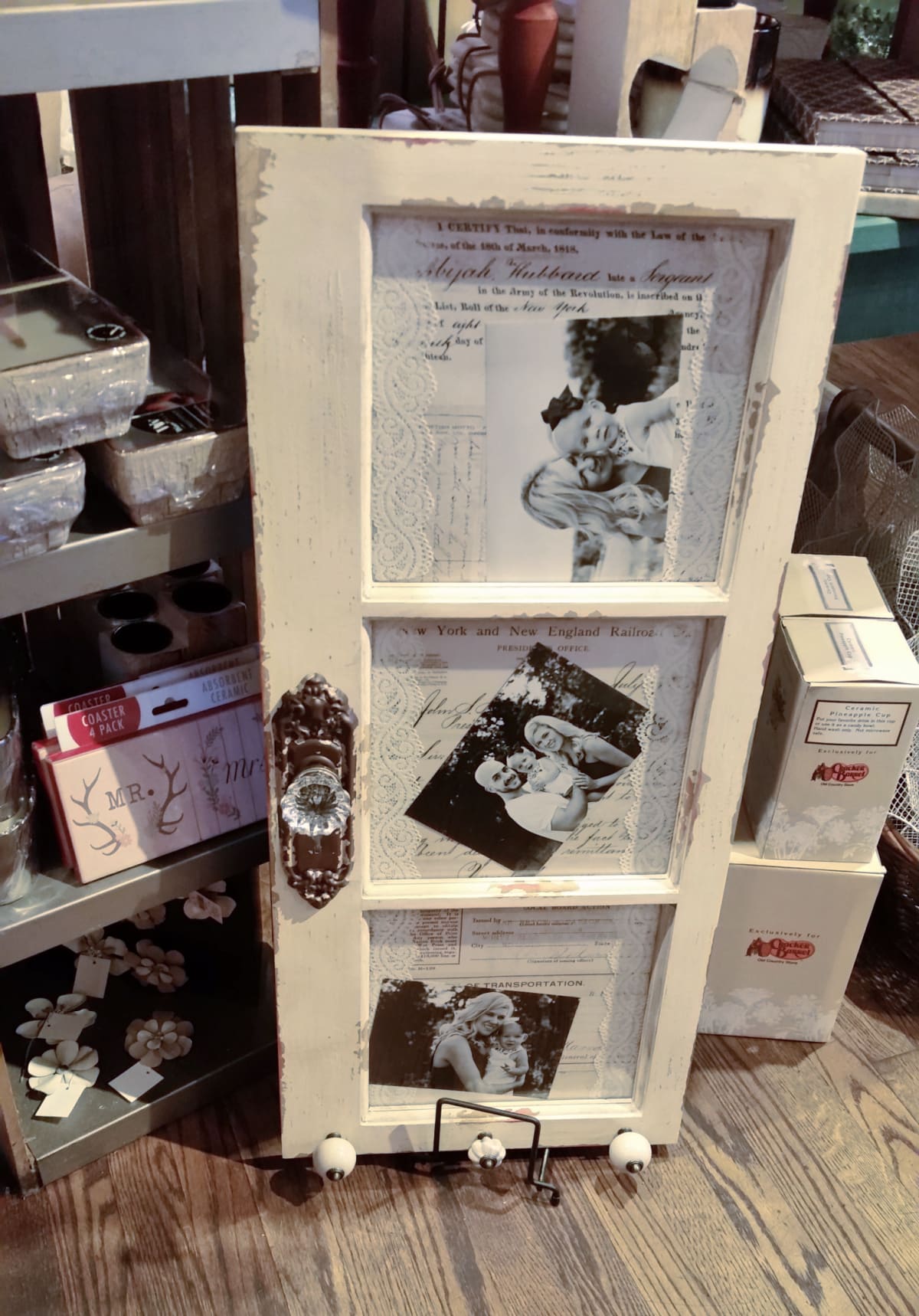 wedding photo display window cracker barrel