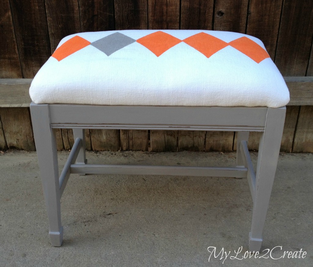 MyLove2Create, repurposed curtain covered bench