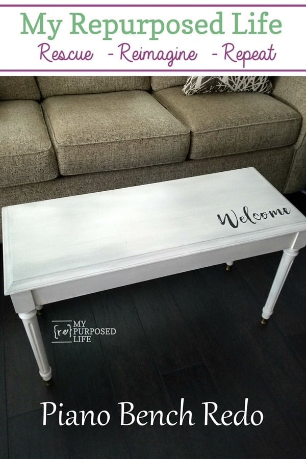 vintage piano bench redo with paint glaze and stencil MyRepurposedLife