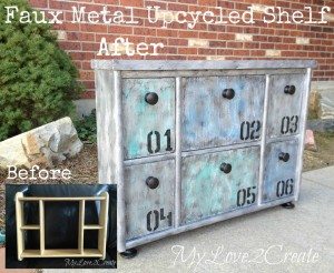 Faux Metal Finish Upcycled Shelf