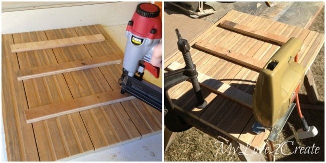 Use scrap wood to attach planks