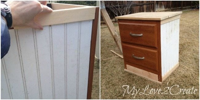 Adding bead board and trim to night stand