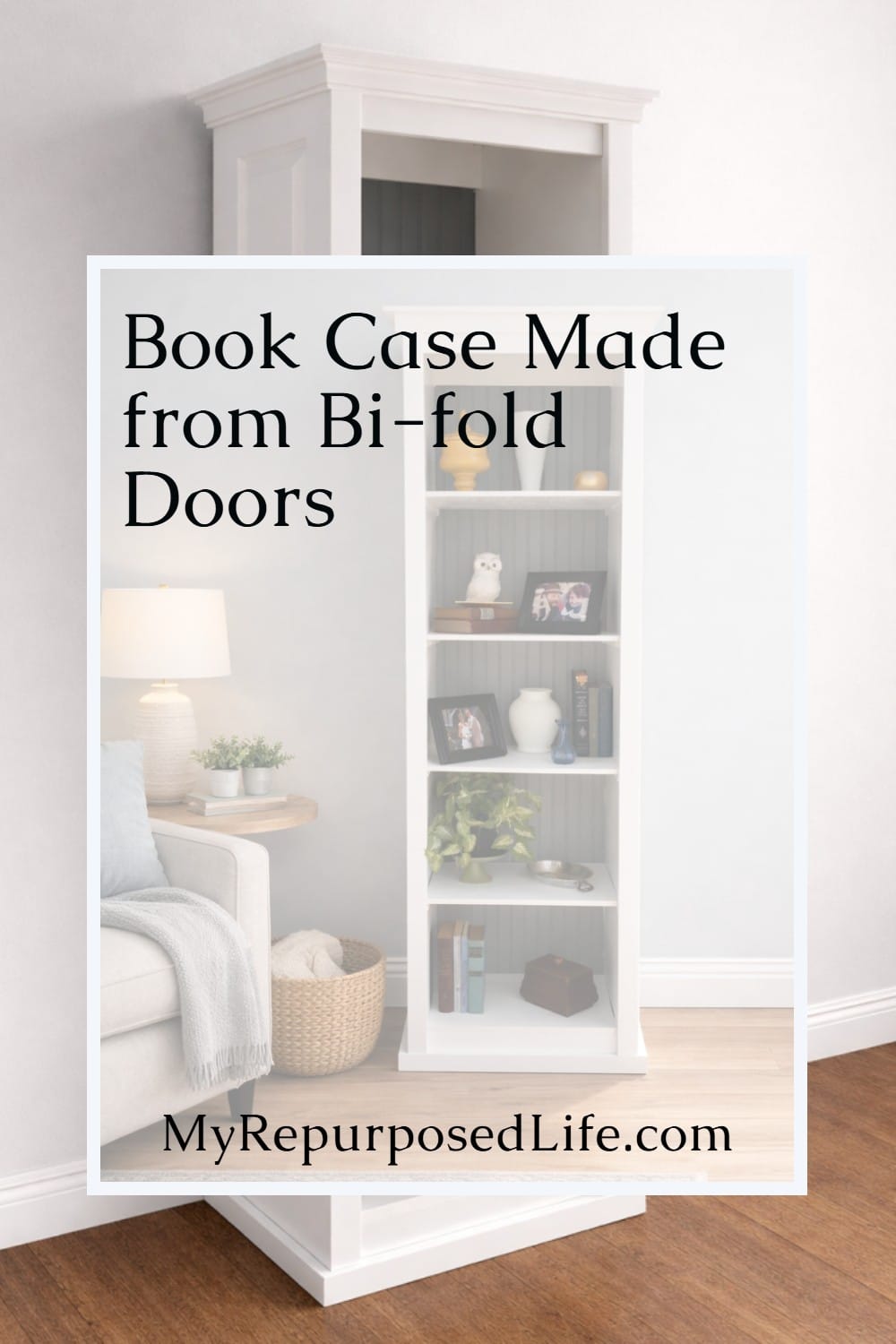 bi-fold closet doors into a stylish bookcase