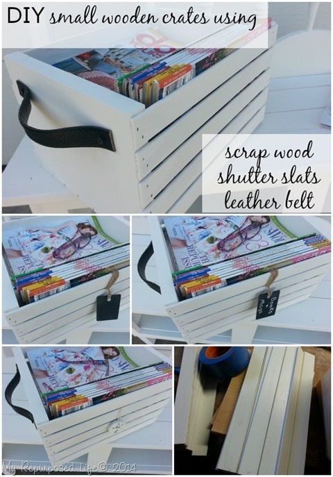 How to make a diy wooden crate using old shutter slats, paint sticks or slats from bi-folding doors. Step by step directions to do it yourself! Easy project done in an afternoon. #MyRepurposedLife #repurposed #shutter #slats #crate #diy #project #easy #scraps via @repurposedlife