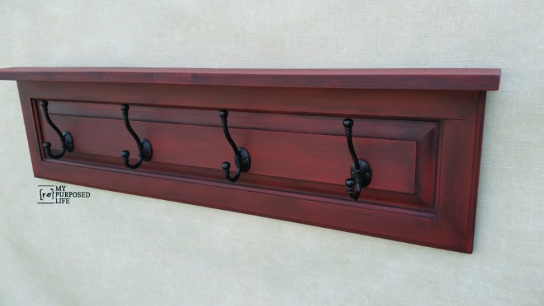 red cabinet door coat rack hook shelf