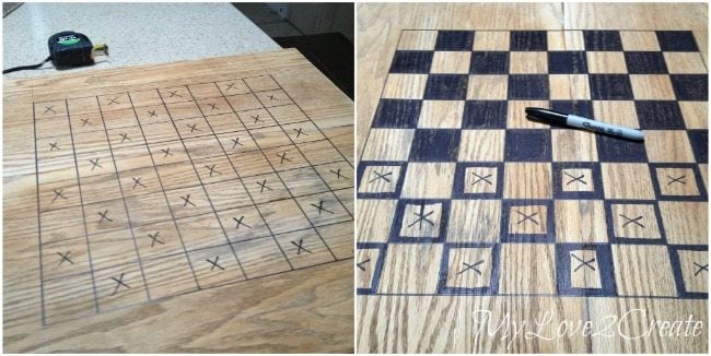 M sharpie marker to make a chess board