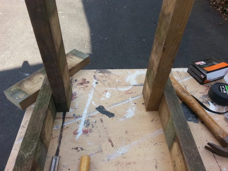 bench base with reclaimed wood