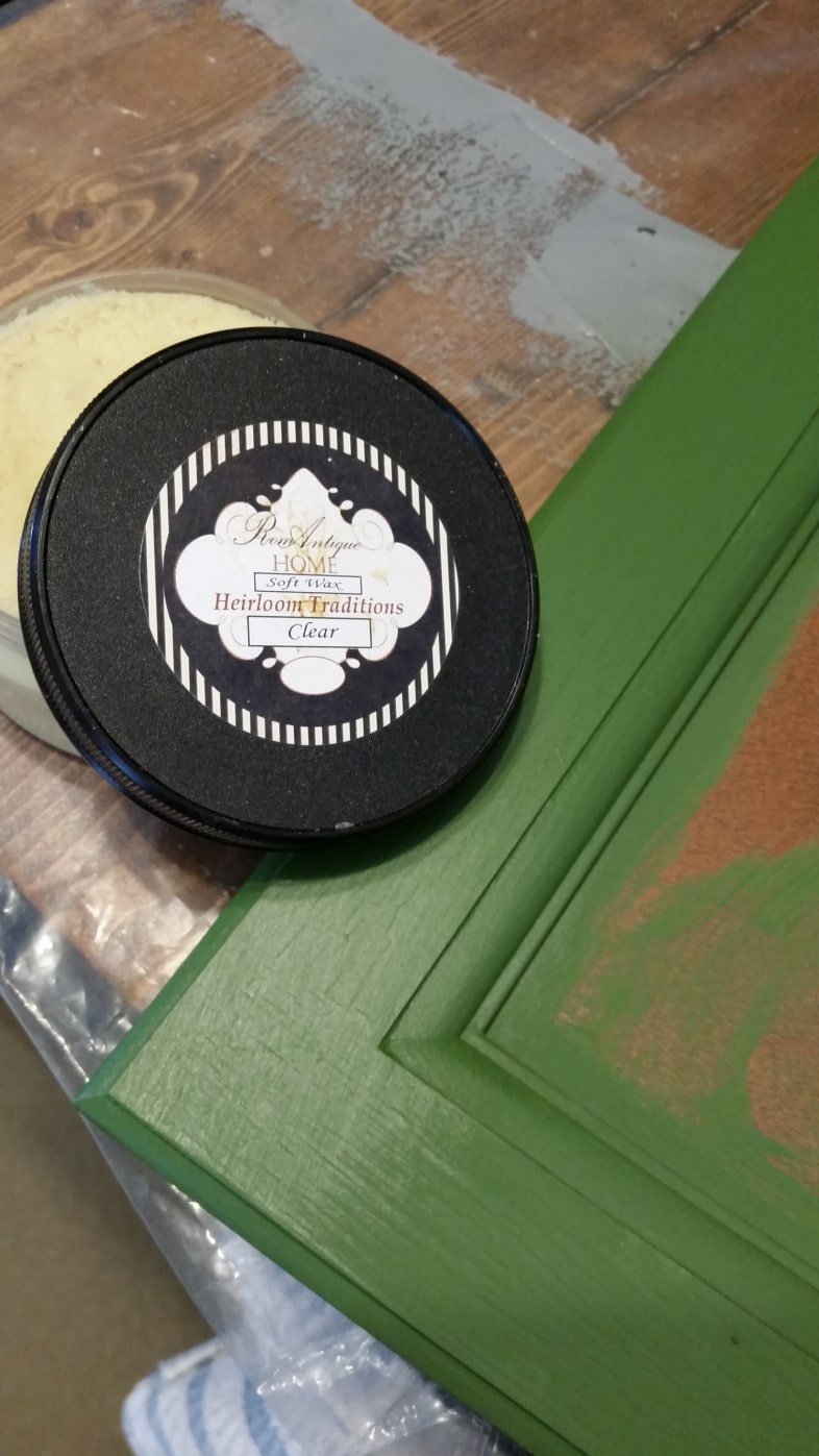 cabinet door painted green