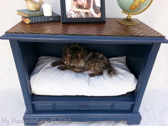 pet bed from t.v. cabinet  Chevron Table Top