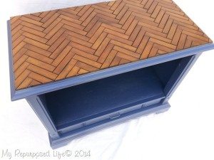 Wooden Chevron Table Top using Shutter Slats
