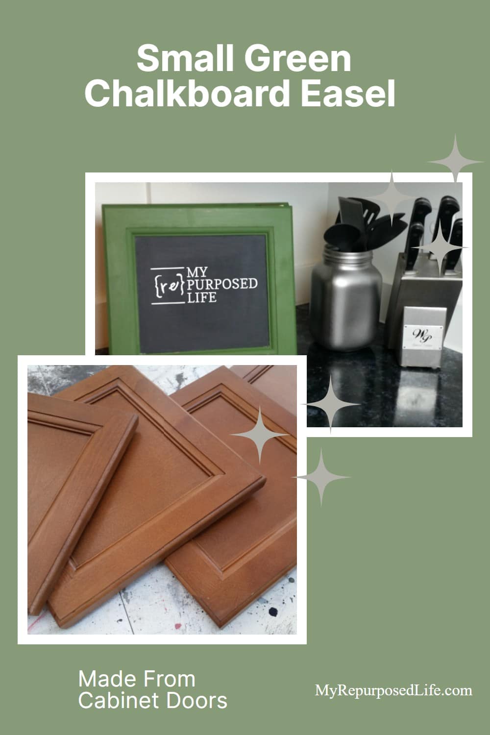 Learn how to make a small chalkboard easel from old cabinet doors! 🖤✨ Perfect for events, kitchens, or home decor. Easy DIY tutorial! #DIYProject #UpcycledDecor #ChalkboardIdeas via @repurposedlife