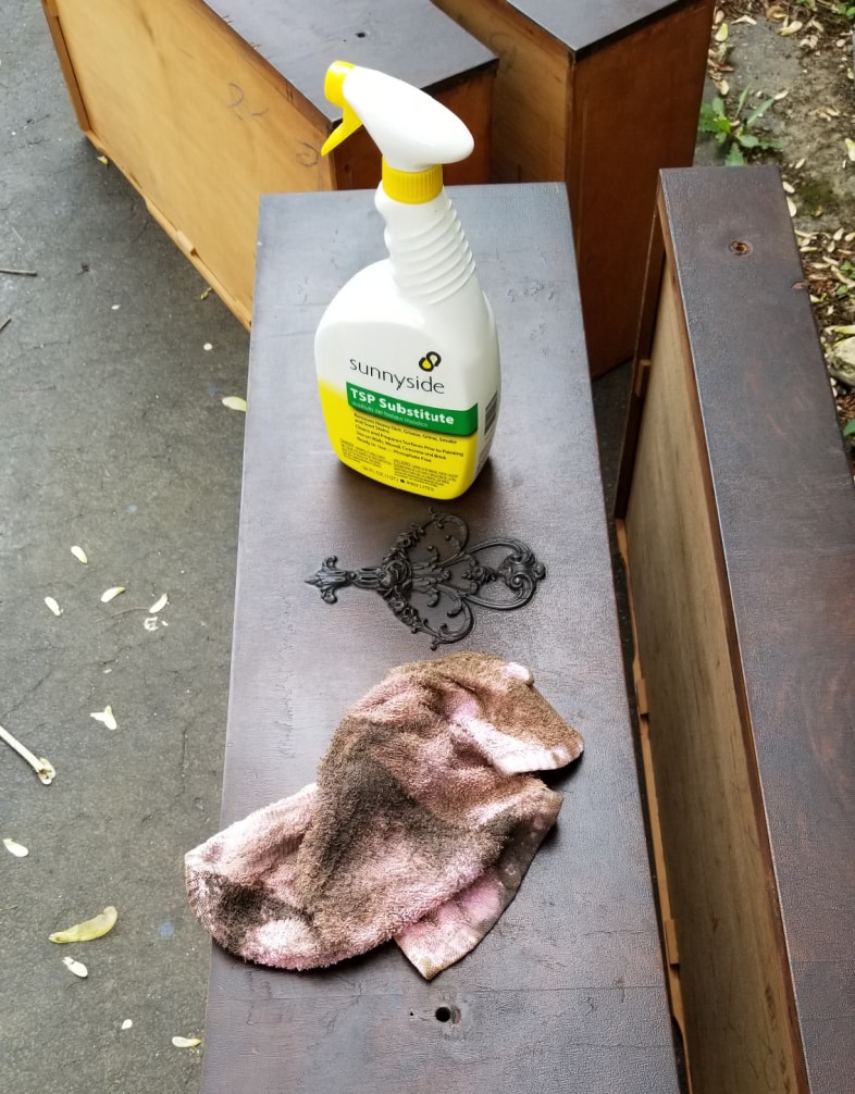 clean chest of drawers before makeover
