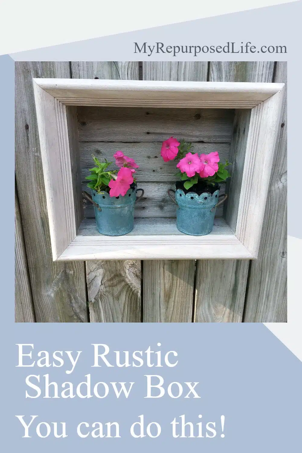 How to make a rustic shadow box out of reclaimed fence boards and a thrift store picture frame. You can make this by following this step by step tutorial. #MyRepurposedLife #diy #rustic #shadowBOX via @repurposedlife
