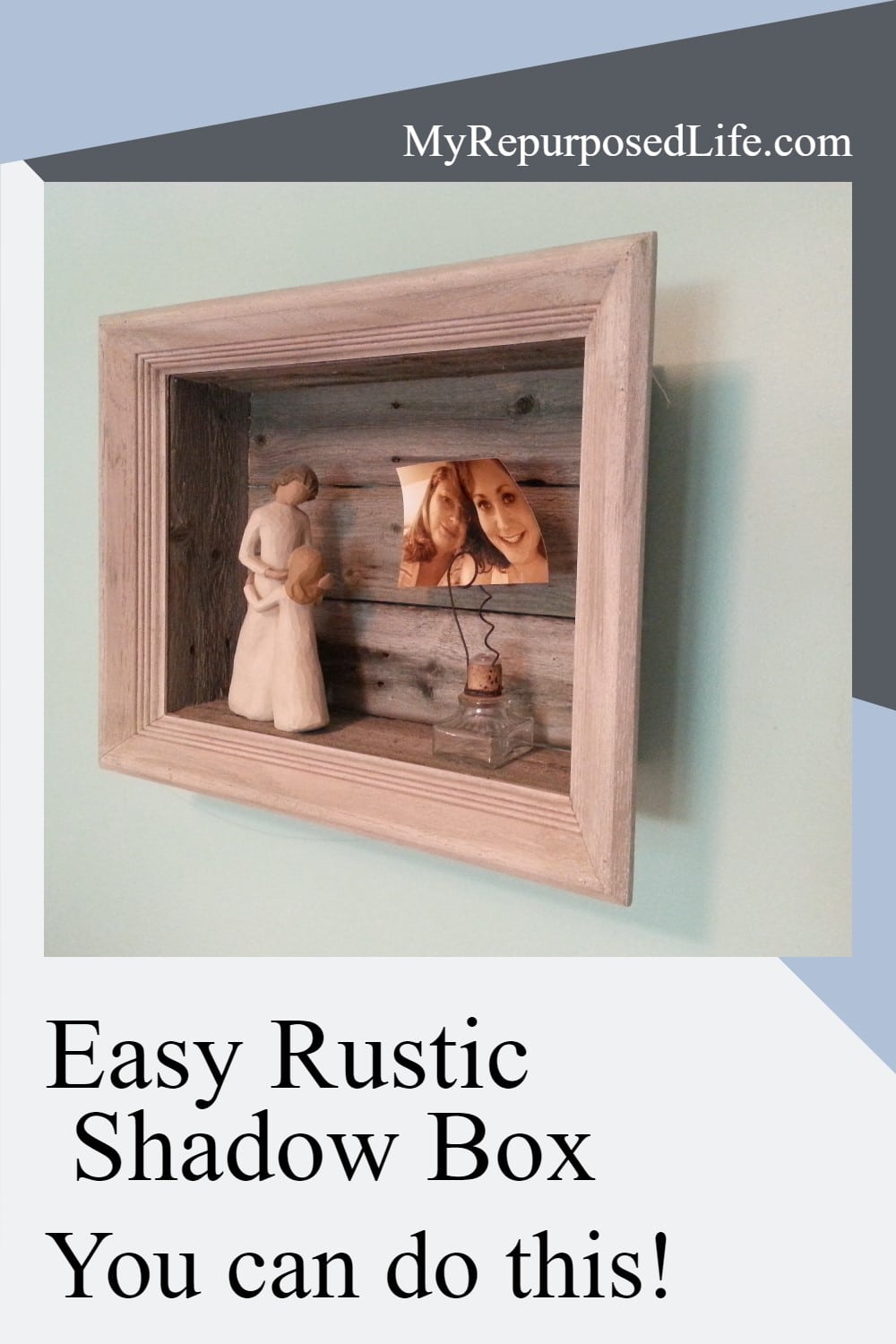 How to make a rustic shadow box out of reclaimed fence boards and a thrift store picture frame. You can make this by following this step by step tutorial. #MyRepurposedLife #diy #rustic #shadowBOX via @repurposedlife