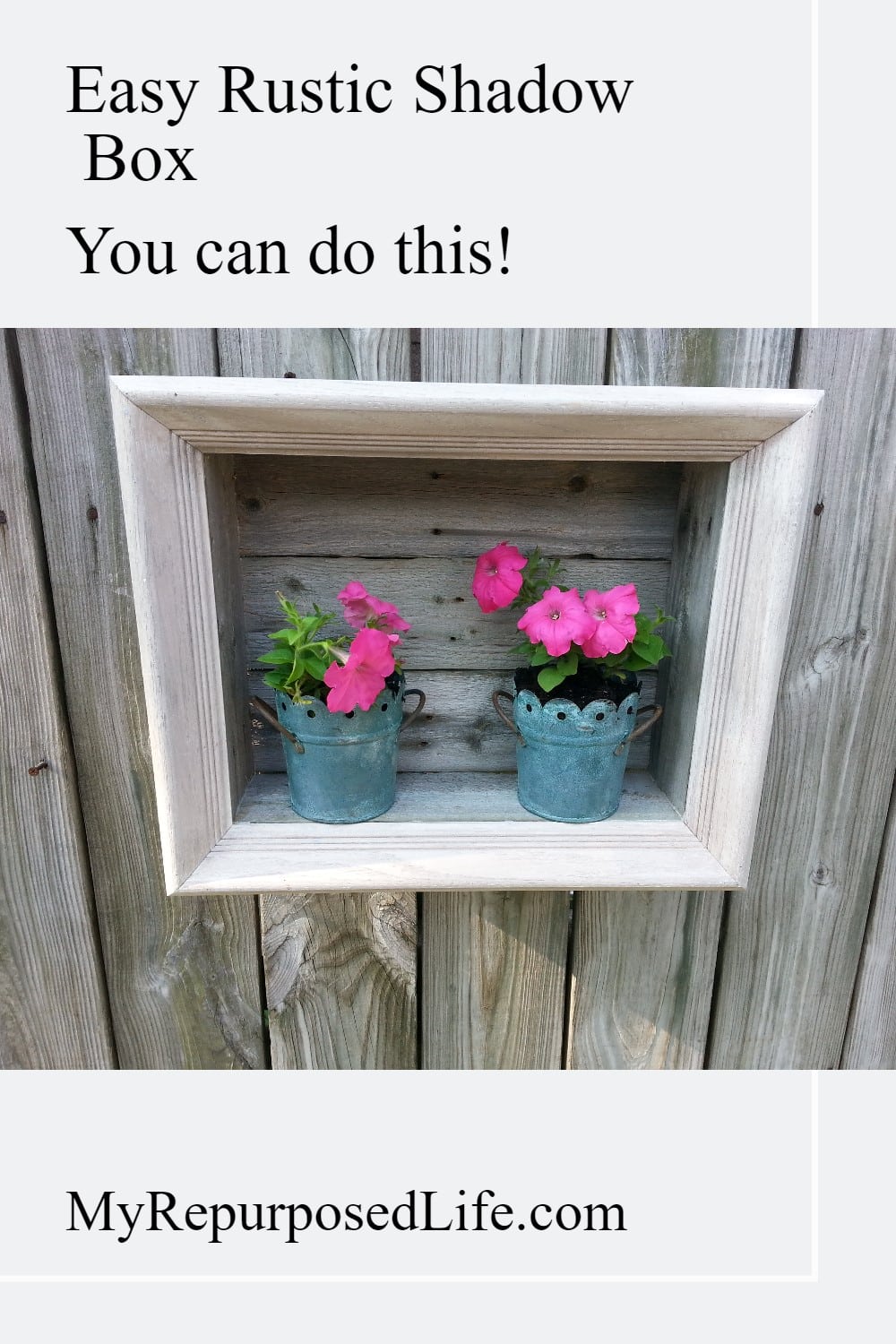 How to make a rustic shadow box out of reclaimed fence boards and a thrift store picture frame. You can make this by following this step by step tutorial. #MyRepurposedLife #diy #rustic #shadowBOX via @repurposedlife