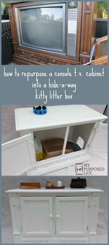 repurposed-tv-console-kitty-litter-cabinet