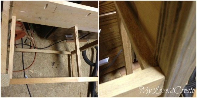 Adding wood for drawer guides in entry table