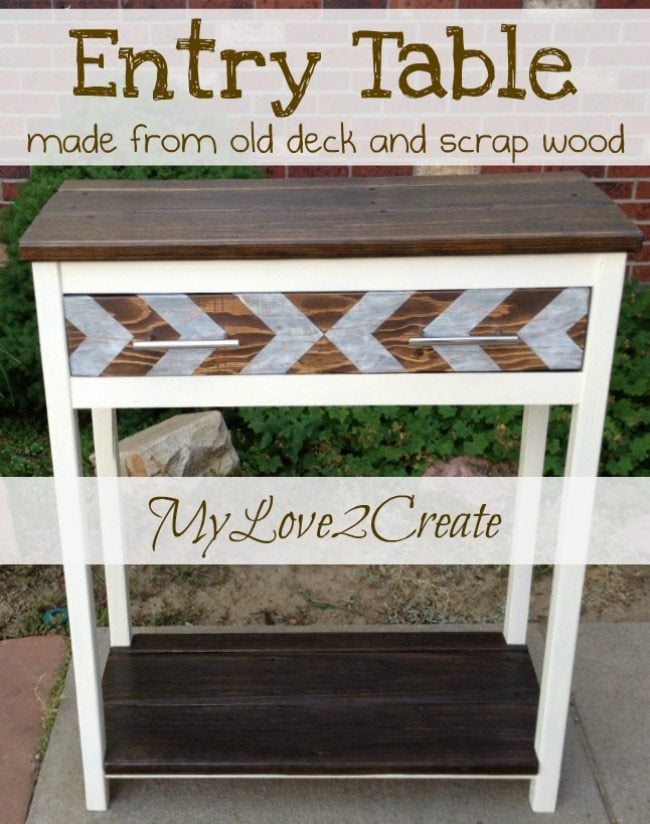 Entry Table made with old deck and scrap wood