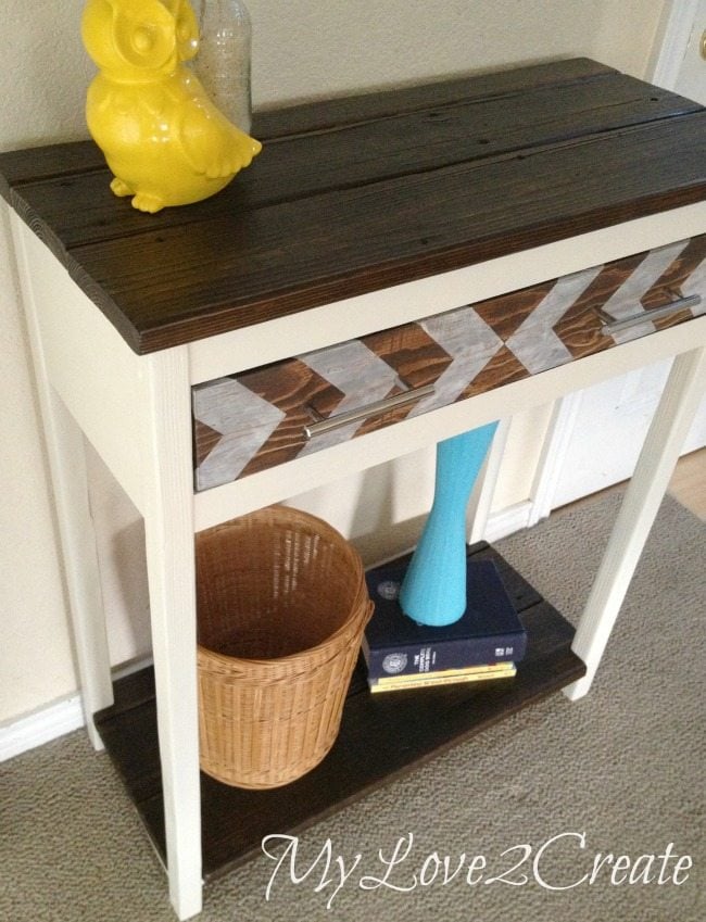 Entry Table made with old deck and scrap wood