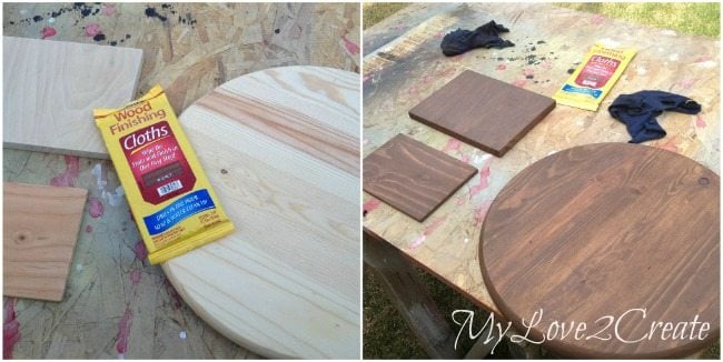 staining boards with minwax stain cloths