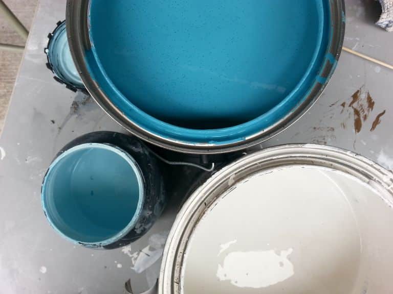 turquoise and white paint mixed to get a lighter shade