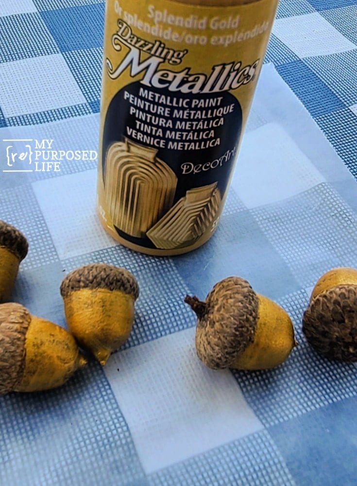 paint acorns gold metallic