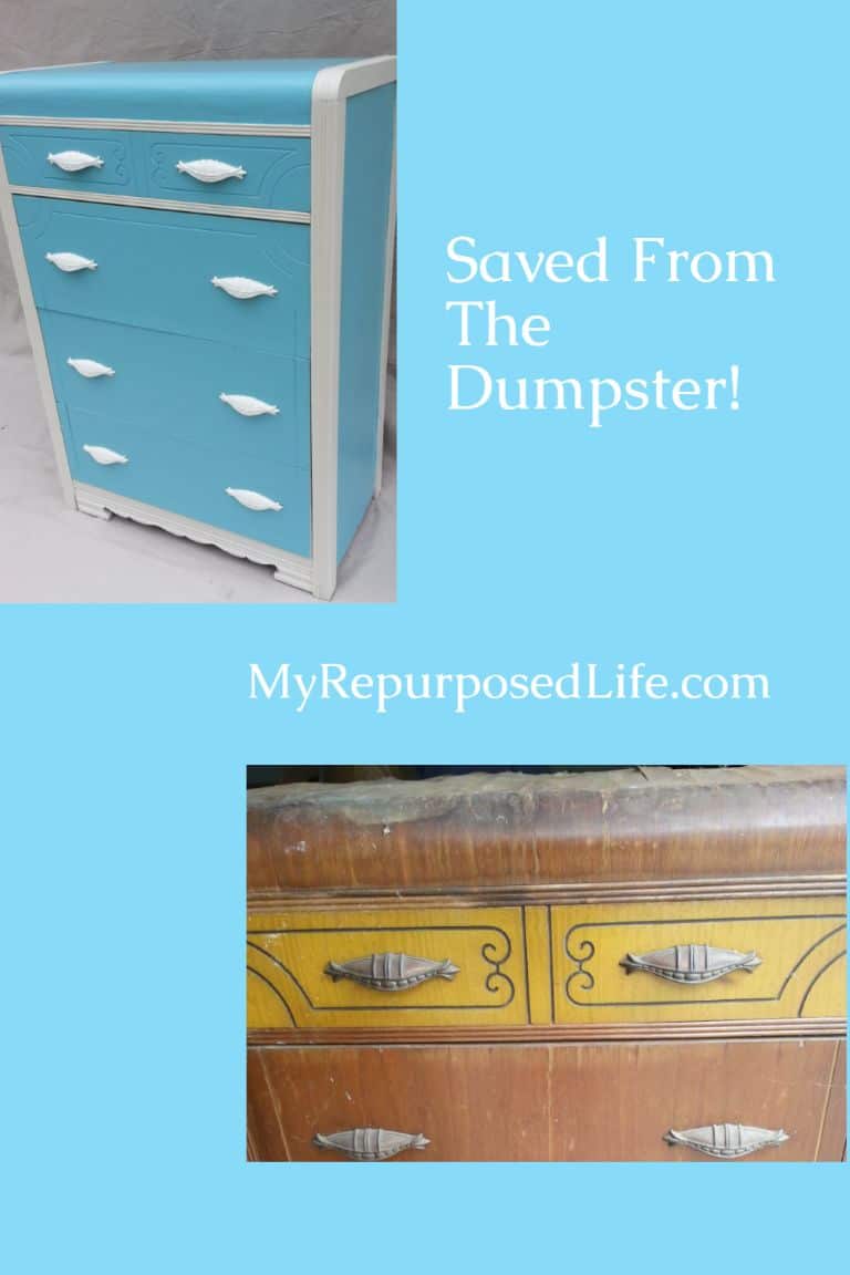 Transform an old waterfall dresser into a stunning showpiece! Click to see the full DIY makeover and get inspired for your next furniture project. 🖌️✨ via @repurposedlife