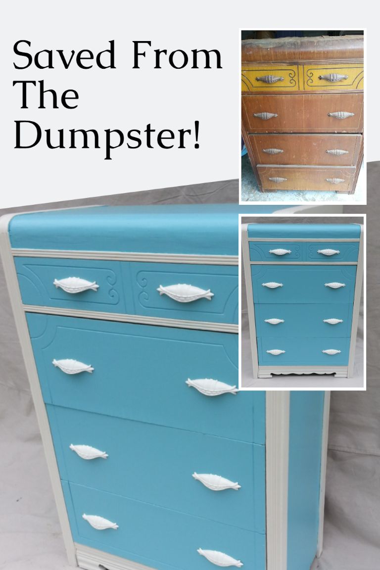 Transform an old waterfall dresser into a stunning showpiece! Click to see the full DIY makeover and get inspired for your next furniture project. 🖌️✨ via @repurposedlife