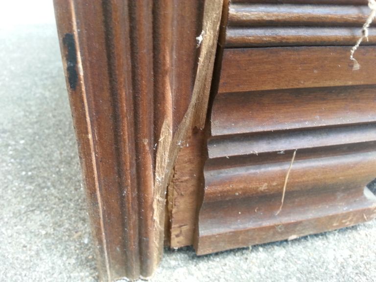 damaged wood on chest of drawer