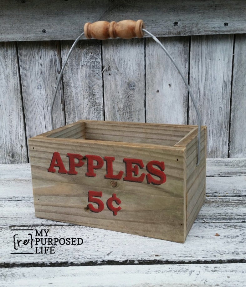 easy reclaimed wood apple caddy MyRepurposedLife.com