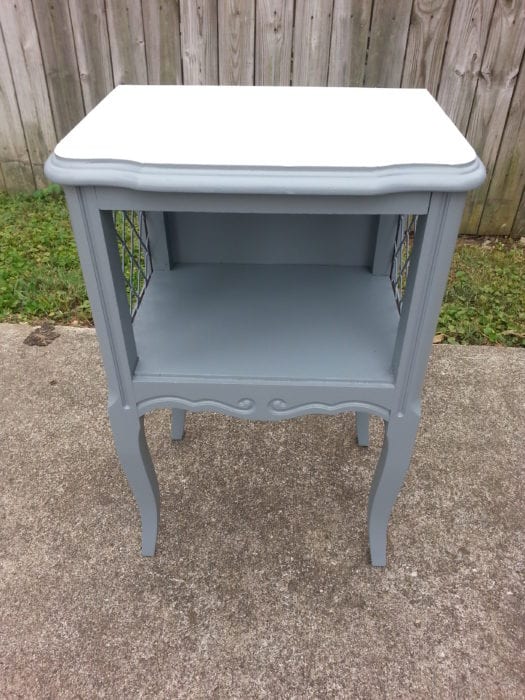 gray painted french provincial side table
