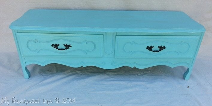turquoise-french-provincial-repurposed-dresser
