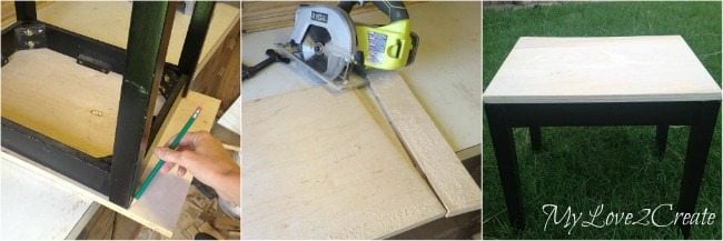 Cutting plywood to make top for table