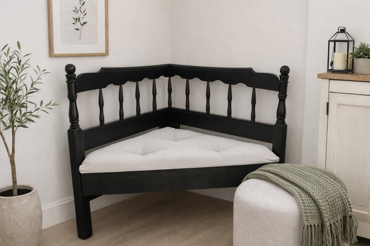 pretty black headboard bench with easy DIY tufted upholstered seat.jpg