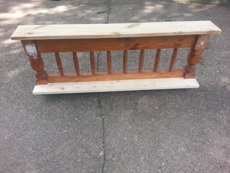 headboard shelf resting on driveway